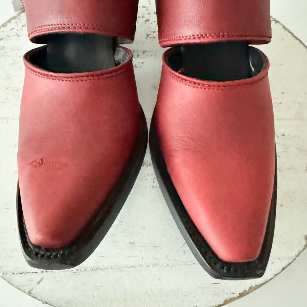 Lane Robin Mule Red Cowboy Boots Womens Western Short Ankle Snip Toe Size 5 - Picture 8 of 12